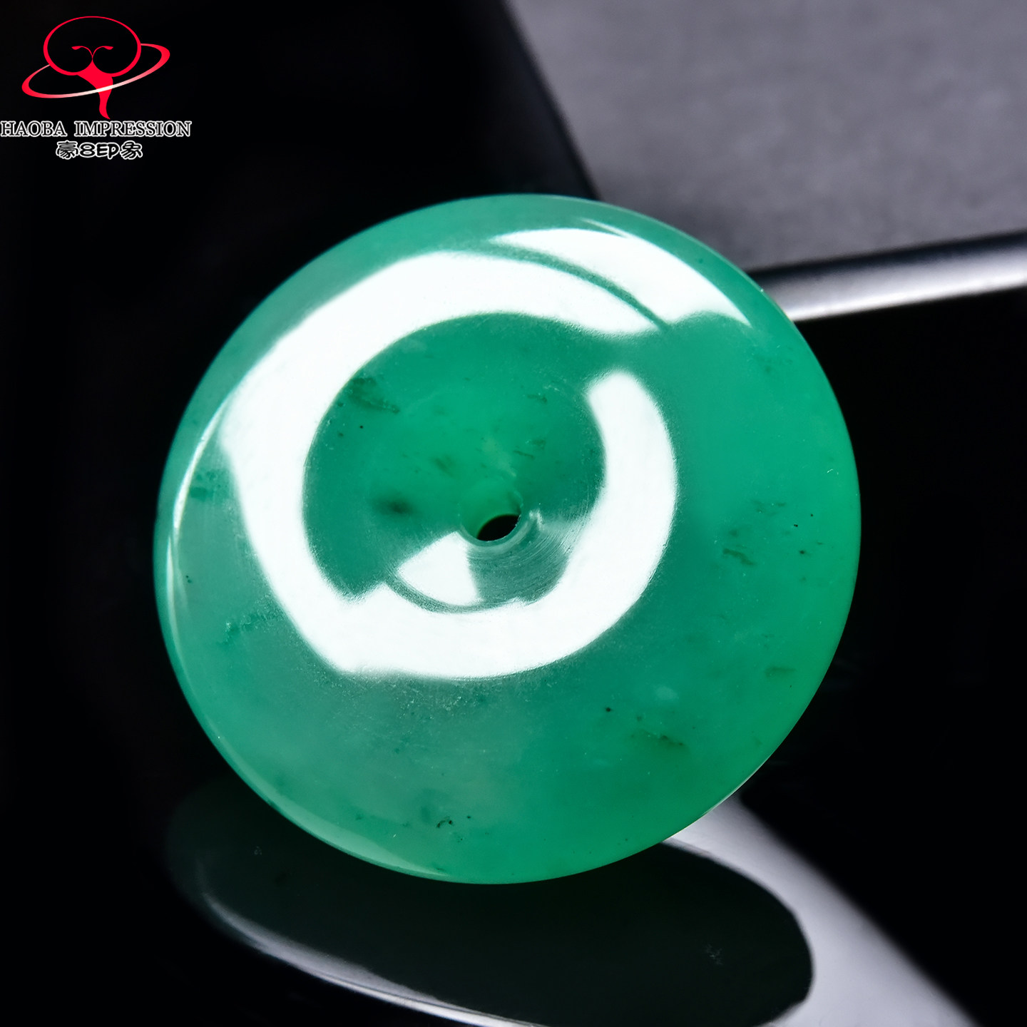 豪8印象翡王妃F25005F185非洲翠平安扣吊坠冰种绿飘花玉古环挂件