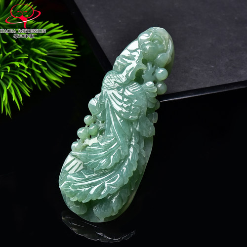 豪8印象手镯之家G26070G227翡翠凤凰吊坠冰糯种淡绿浴火重生挂件