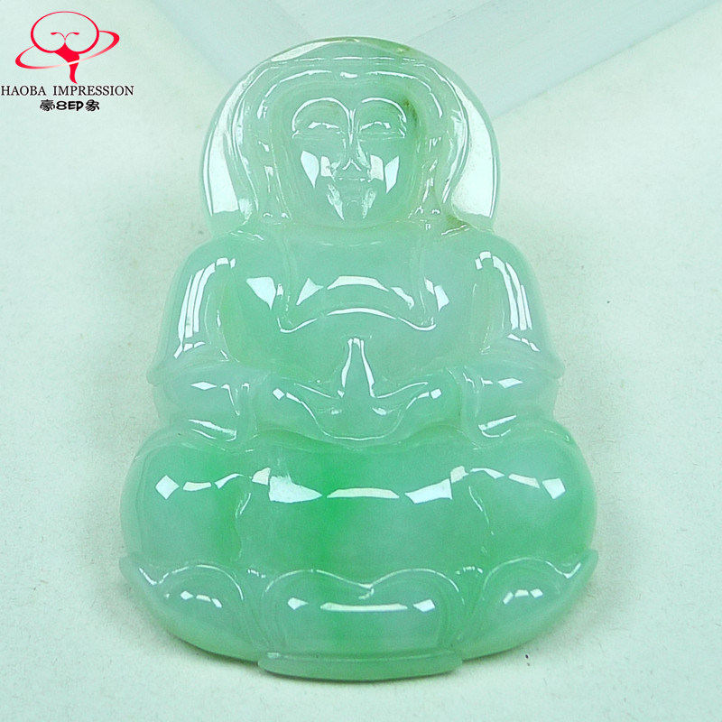 豪8印象手镯之家Z26022Z416翡翠观音吊坠冰糯种果绿色玉观音挂件