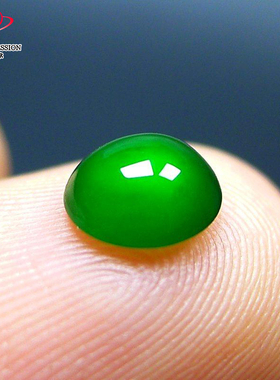 豪8印象L26080L203翡翠蛋面天然a货冰种满阳绿玉戒面戒指蛋面带证