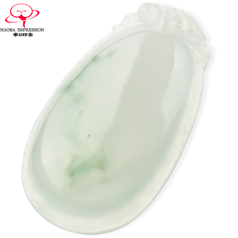 豪8印象X857天然翡翠福瓜玉吊坠挂件男女款飘绿花缅甸玉石a货珠宝