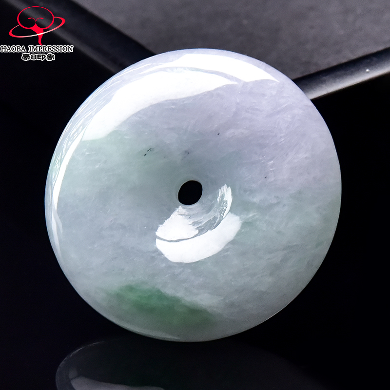 豪8印象·手镯之家H700翡翠平安扣吊坠天然淡紫淡绿玉古环挂件