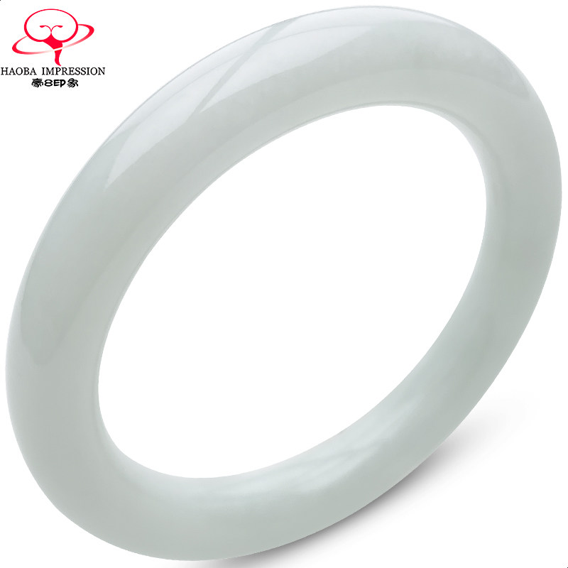 豪8印象S22-5844天然翡翠圆条手镯女款淡绿57.5mm缅甸玉石a货珠宝