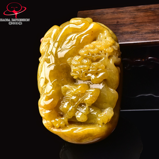 豪8印象·手镯之家M415翡翠猛虎下山把件缅甸a货黄翡把玩正品 珠宝