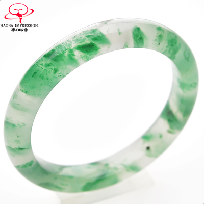 豪8印象.翡王妃F825080F101非洲翠手镯圈口62.3mm冰种飘花玉镯子