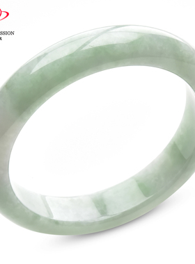 豪8印象P26048P244翡翠手镯圈口53.5mm冰糯种淡绿天然缅甸玉镯