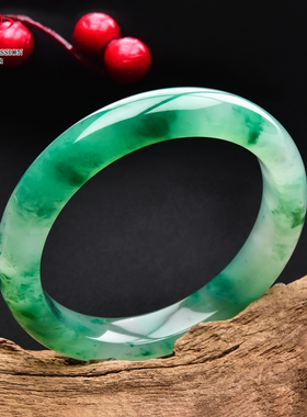 豪8印象翡王妃F825080F111非洲翠手镯圈口59.4mm冰种绿飘花玉手镯