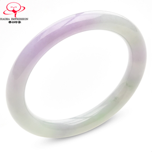 豪8印象·手镯之家M108翡翠手镯圈口52.5mm天然圆条紫罗兰玉镯子