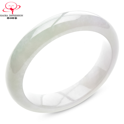 豪8印象·手镯之家M394翡翠手镯内径58.7mm天然缅甸冰种淡绿玉镯