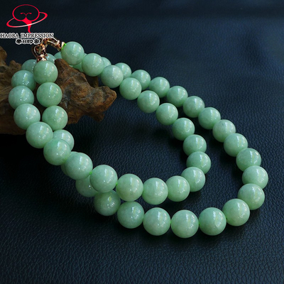 豪8印象L26080L209翡翠项链天然缅甸冰糯种a货苹果绿玉佛珠手镯