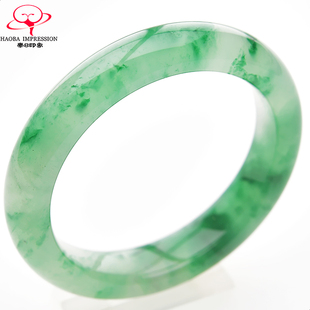 豪8印象翡王妃F225018F123非洲翠手镯圈口53.8mm冰种绿飘花玉镯子