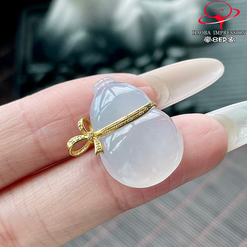 豪8印象P26060P2873翡翠葫芦吊坠天然冰种白月光缅甸玉福禄寿挂件