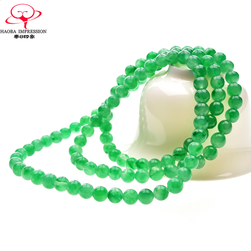 豪8印象/翡王妃FX8A-114天然非洲翠项链玉珠链冰飘花玉石珠宝带证