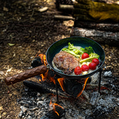 野人bushcraft户外BC野营便携章丘锻打铁锅煎炒菜不粘锅平底铁锅
