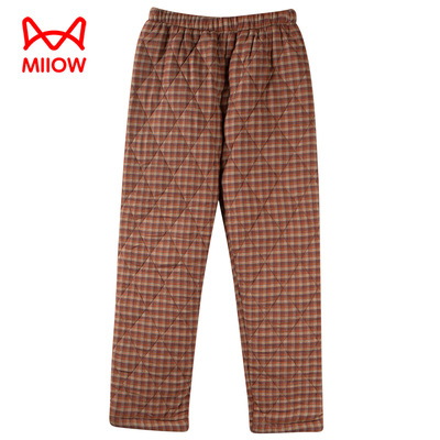 纯棉加绒暖暖裤三层保暖长裤中年