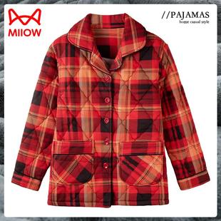 猫人单件上衣纯棉夹棉睡衣女士冬季加厚三层保暖棉袄秋大码家居服