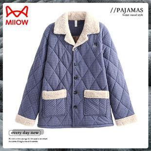 猫人单件上衣纯棉三层夹棉睡衣男冬季2024珊瑚绒新款家居服中秋冬