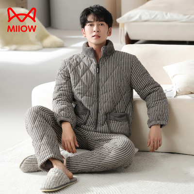 猫人三层加厚纯棉夹棉加绒可外穿