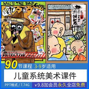 少儿童创意美术3 9岁系统ppt课件画室美术培训机构PPT创意课程