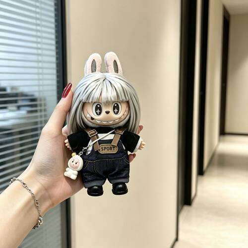 一二三代拉布布娃衣15-17cmlabubu复古理发店背带裤套装DIMOO通用