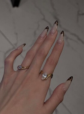 马眼镶嵌锆石戒指钛钢电镀18k金