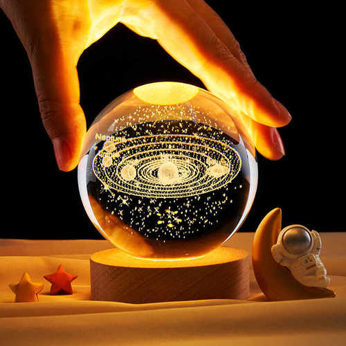 桌面摆件星球一鹿相伴内雕小夜灯