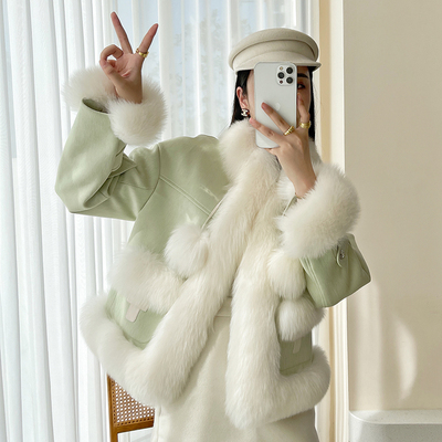狐狸毛皮草外套冬季毛毛大衣年轻