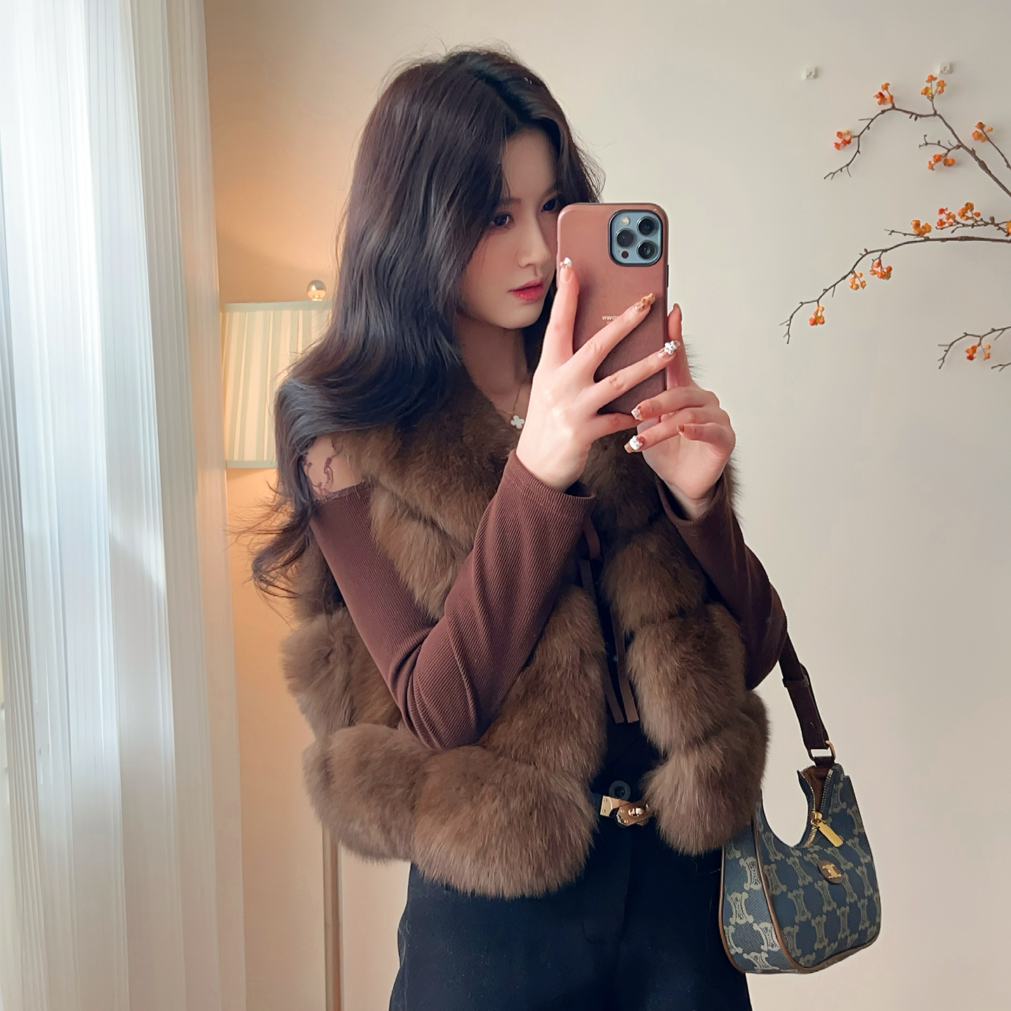 轻奢狐狸毛皮草毛毛马甲女短款2025新款背心显瘦秋冬外套整皮背毛