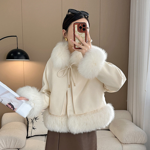 2025冬季新款狐狸毛皮草外套女短款韩版小个子年轻款鹅绒羽绒服