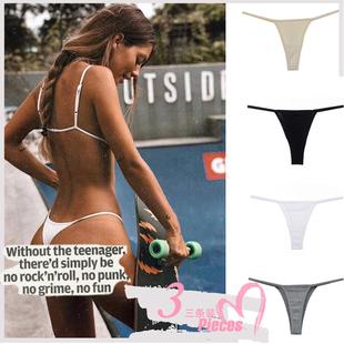 女 内裤 三条装 欧美细带沙滩BIKINI隐形打底无痕性感健身高叉丁字裤