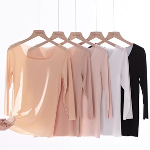 七分袖 女保暖超薄冰丝无痕肉色肌底衣打底低领隐形内穿秋衣五分袖