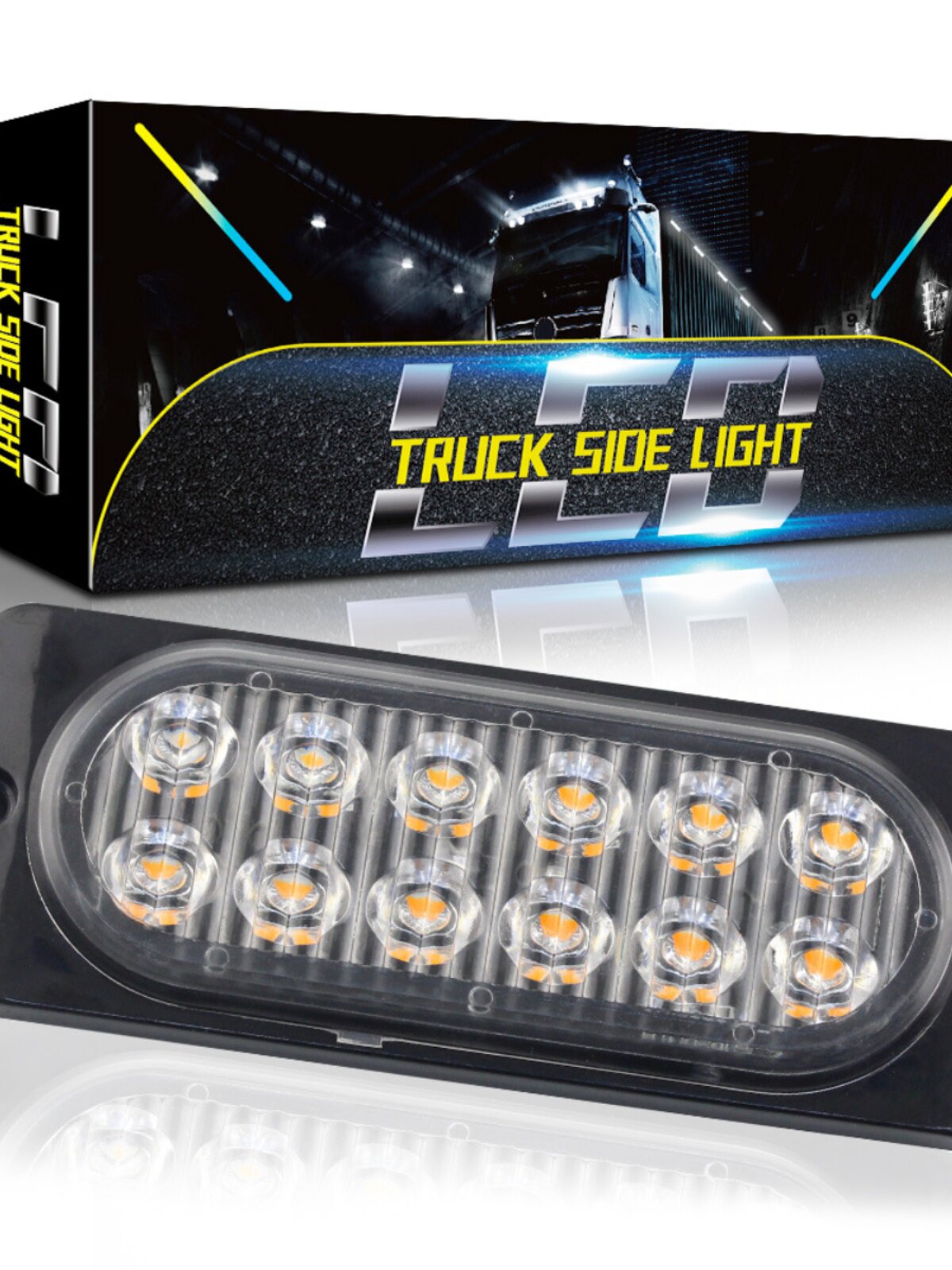 트럭 밴 12-24V 자동차 측면 신호 경고등 12LED 초박형 플래시 스트로브 라이트 36W