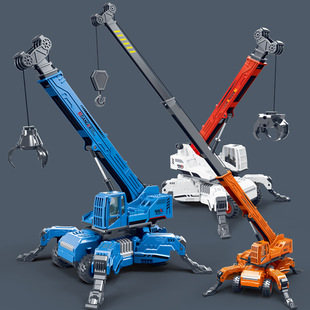 超长吊臂可升降大号起重机男孩玩具车吊车抓石机夹木机儿童工程车