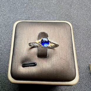 天然无烧矢车菊蓝宝石戒指4乘5 925银精工镶嵌天然彩宝首饰