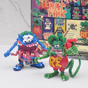 芬克传奇 疯狂芬克老鼠手办 四眼怪 蓝色绿色可动公仔模型 挂卡装