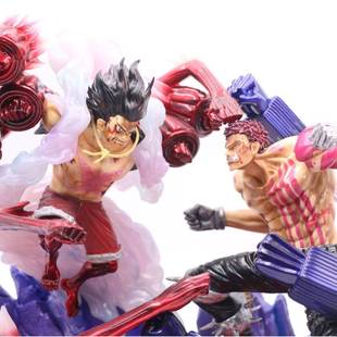 海贼王 大版蛇人路飞VS卡二 超大GK雕像手办 卡塔库栗 对战场景