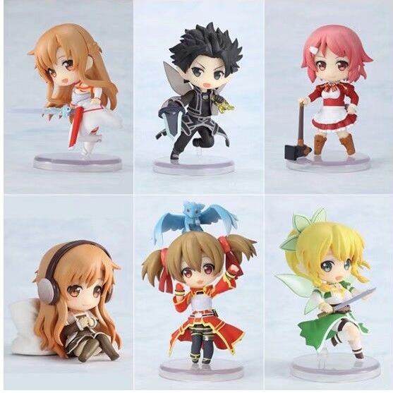 动漫 6款刀剑神域亚丝娜桐人礼服公仔手办模型摆件