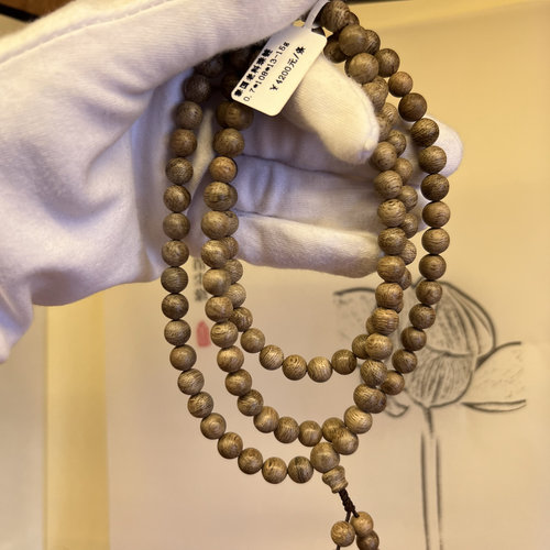 野料孤品泰国老料沉香珠串108颗0.7*1.8*12～15g天然沉香手串珠串