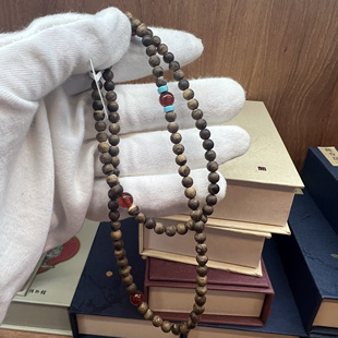 野料文莱天然沉香手串珠串0.4珠*108颗4.3g九分沉孤品小珠款沉香