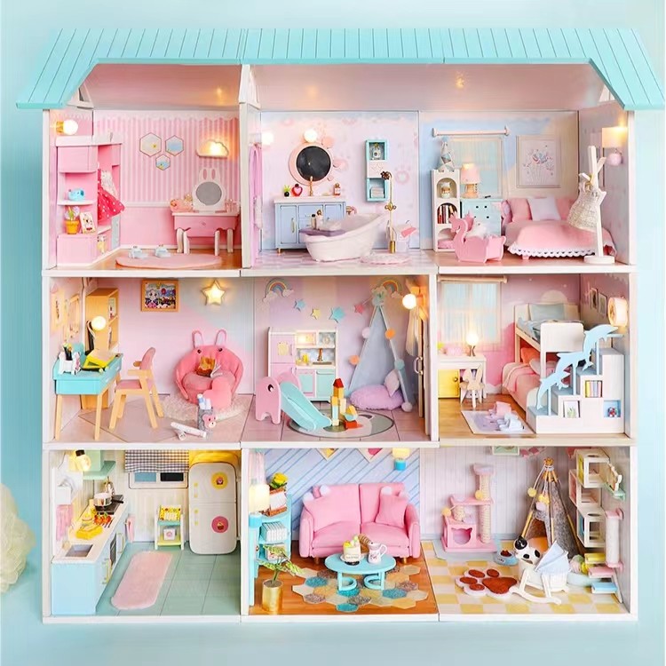 弘达diy小屋九宫格手工房子套装拼装模型娃娃屋实体店同款材料包