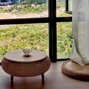 藤收纳飘窗桌小炕几榻榻米阳台茶几卧室家用禅意小茶桌窗台桌子