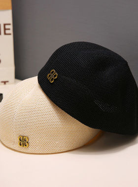 2025新款大头围定型B标前进帽女可反戴显脸小贝雷帽时尚百搭帽子