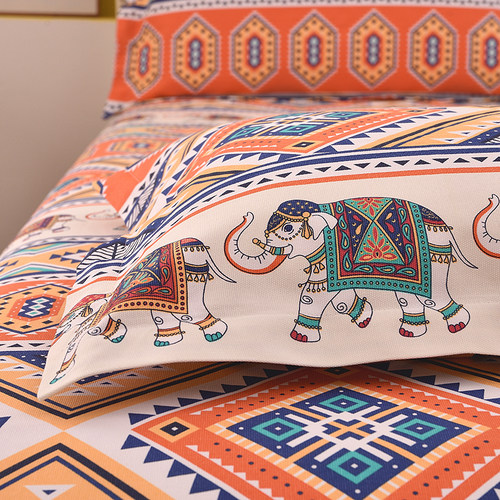 卡通大象加厚纯棉粗布三件套