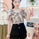 百搭减龄洋气上衣女 小个子双层荷叶边一字肩碎花时尚 2025夏季 新款