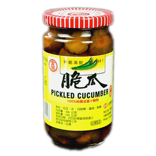 台湾原产 金兰 脆瓜396g瓶装 波浪脆瓜素食花瓜酱瓜黄瓜酱菜
