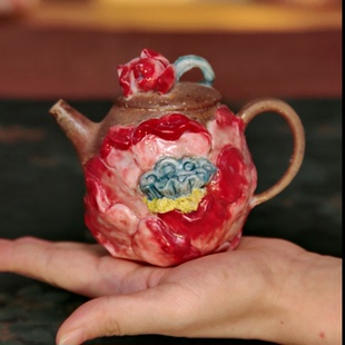 柴烧茶壶 红莲花茶壶251号 禾木老师 200ml