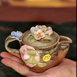 柴烧宝瓶壶 向阳花洋帽宝瓶217号 180ml 周华彬老师