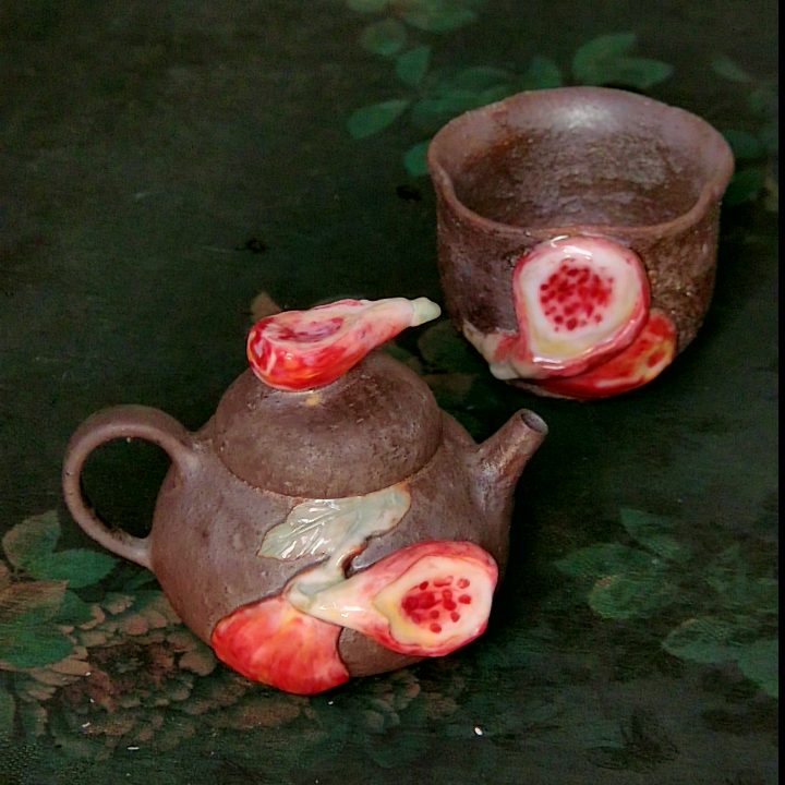 禾木老师 130ml无花果茶壶杯组67号 柴烧宝瓶壶