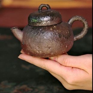 林峰老师柴烧 特270号 顶摘有缺 130ML 宝瓶壶 高帽小圆壶