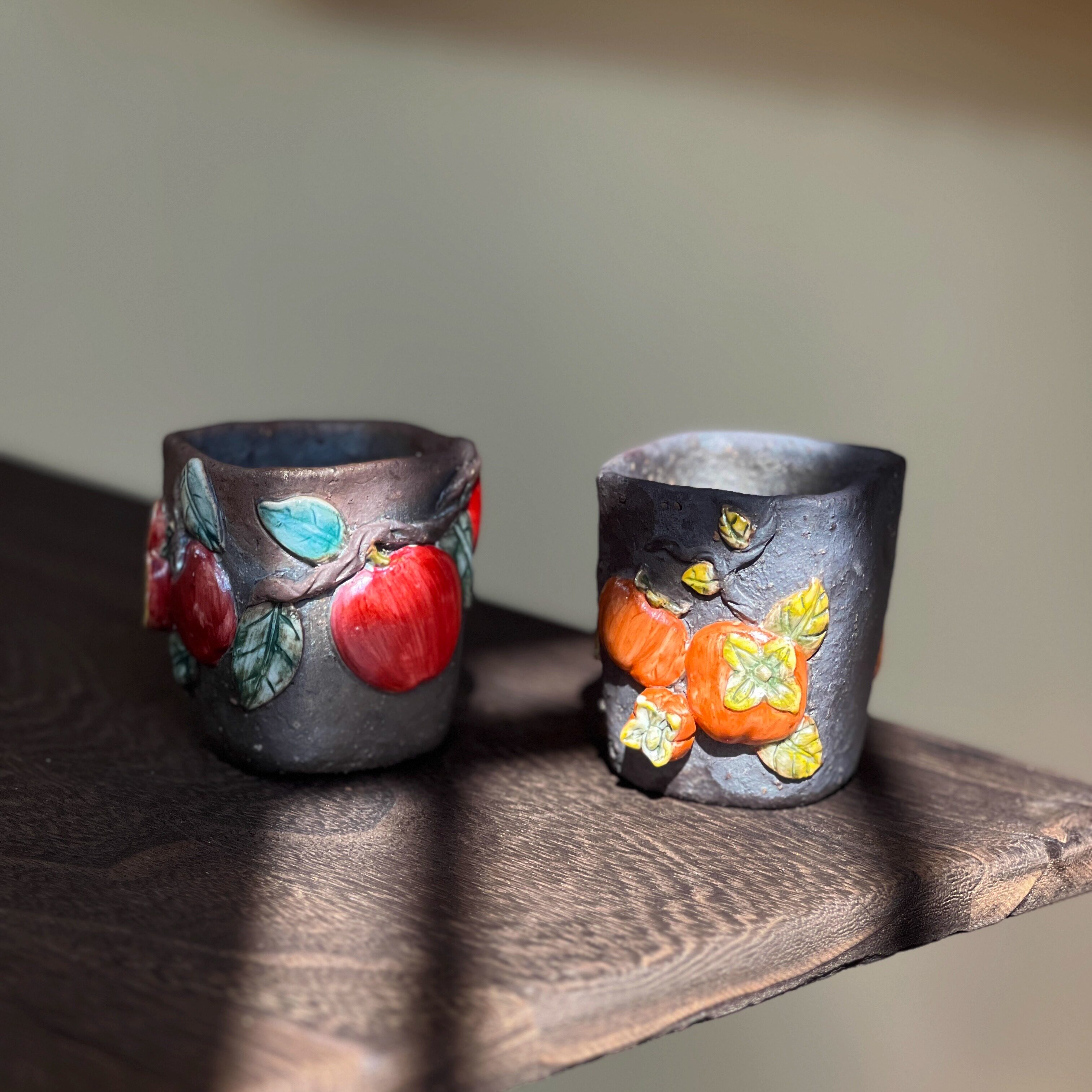 （购主泡本链买1送1）大周老师 苹果四方杯 16号 柴烧 主人茶杯